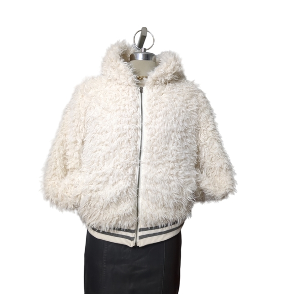 Aeropostale Ivory Faux Bomber Hoodie Jacket Size XS /TP. - Picture 9 of 11